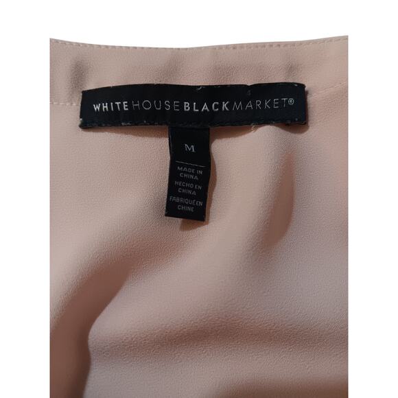 WHBM Pale Blush Pink Ruffled Top Blouse Medium Dressy Event Career Classic VNeck - Picture 4 of 8